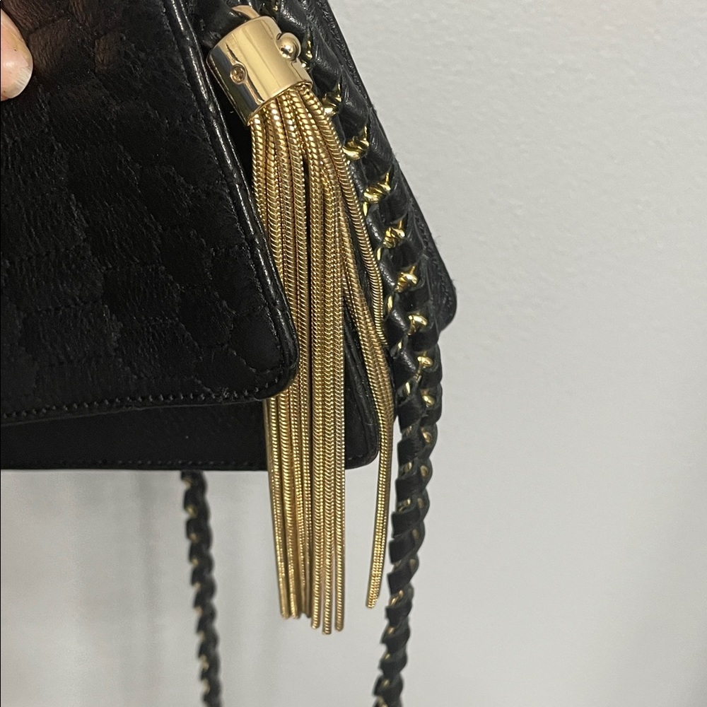 Aimee Kestenberg Black Leather Crossbody Bag with Gold Tassel - Picture 10 of 10